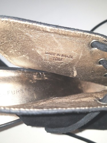 Diane Von Furstenberg Black Suede Slingback Pumps Size 10M - Picture 7 of 8
