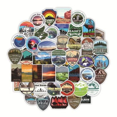 20 Random Canadian National Park Stickers Adventure Decals Laptop Free ...