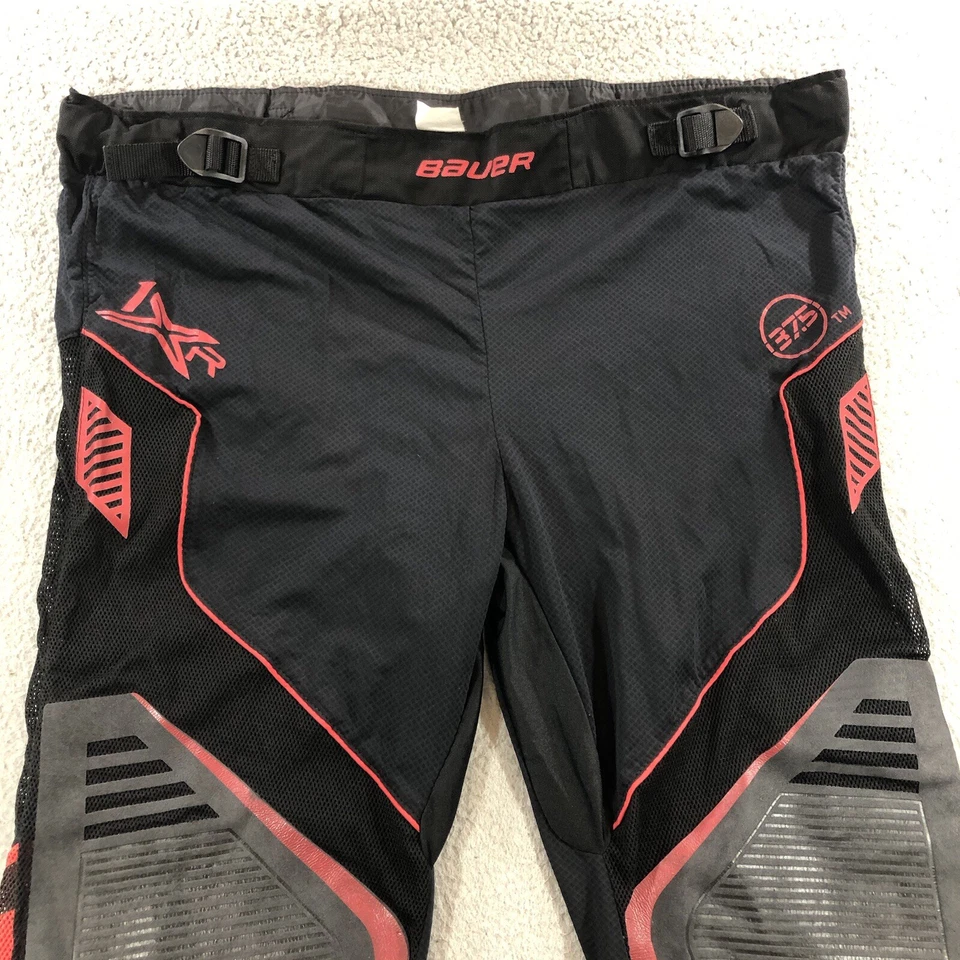 Pantalones de hockey Bauer para hombre XL negro rojo gamuza rodilla correas de cintura ajustables Foto 2 de 4