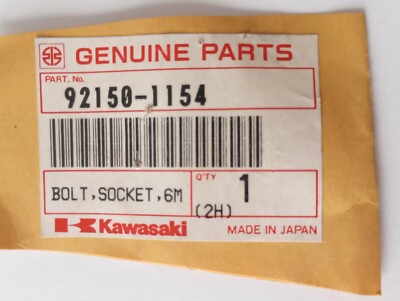 Kawasaki ZX1100, ZR1000, VN800 Socket Bolt NOS 92150-1154 (L