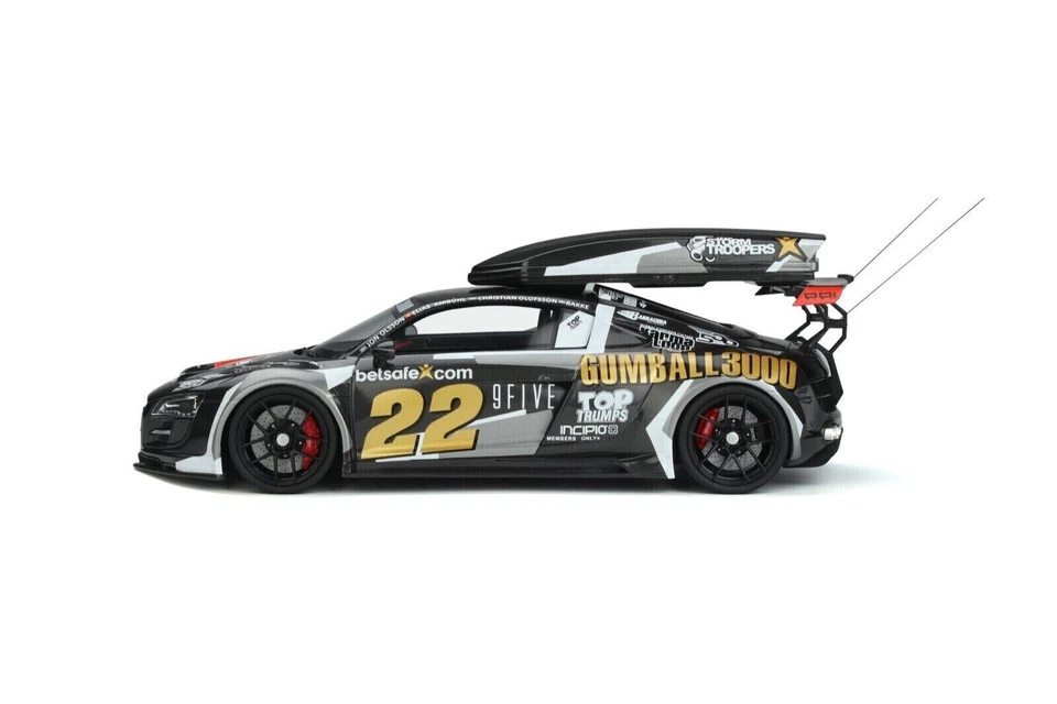 GT SPIRIT 1:18 IN RESINA  AUTO AUDI R8 GUMBALL 3000 #22 GRIGIO  ART GT386 - Immagine 3 di 4