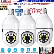 3Pcs Wireless WiFi Security Camera System Outdoor Night Vision E27 1080P Smart