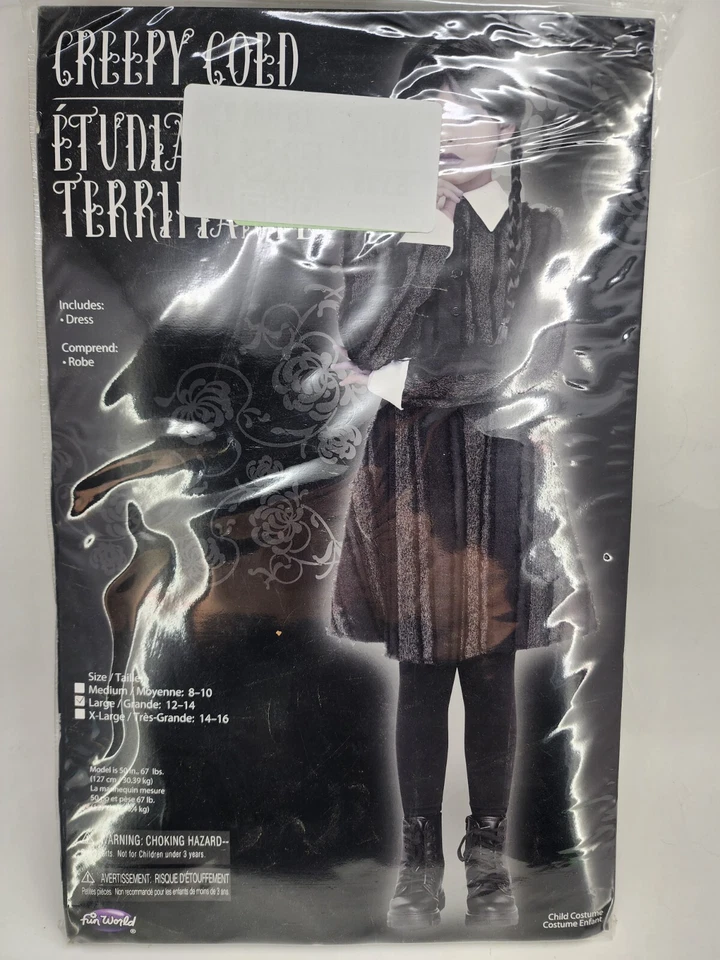 Disfraz de adulto Creepy Coed Wednesday inspirado en Addams talla grande 12-14 Foto 2 de 4
