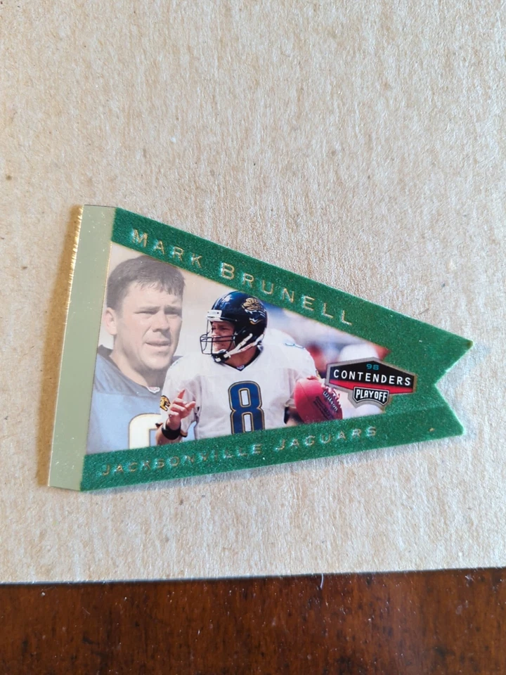 1998 Playoff Contenders: Pennants Green Felt #44 Mark Brunell  Jaguars  - Image 2 of 4