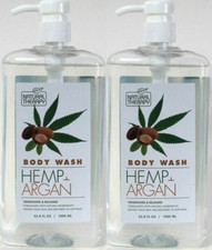 2 Bottle Natural Therapy 33.8 Oz Hemp  Argan Nourishing Relaxing Body Wash