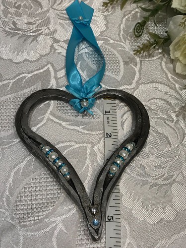Forged in Fire Lucky Horseshoe Heart - Wedding Anniversary Something Blue - Picture 13 of 14