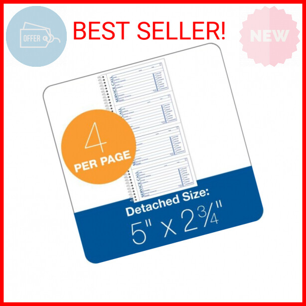 Adams Service Call Book, 5.25 x 11 Inch, Spiral Binding, 2-Part ...