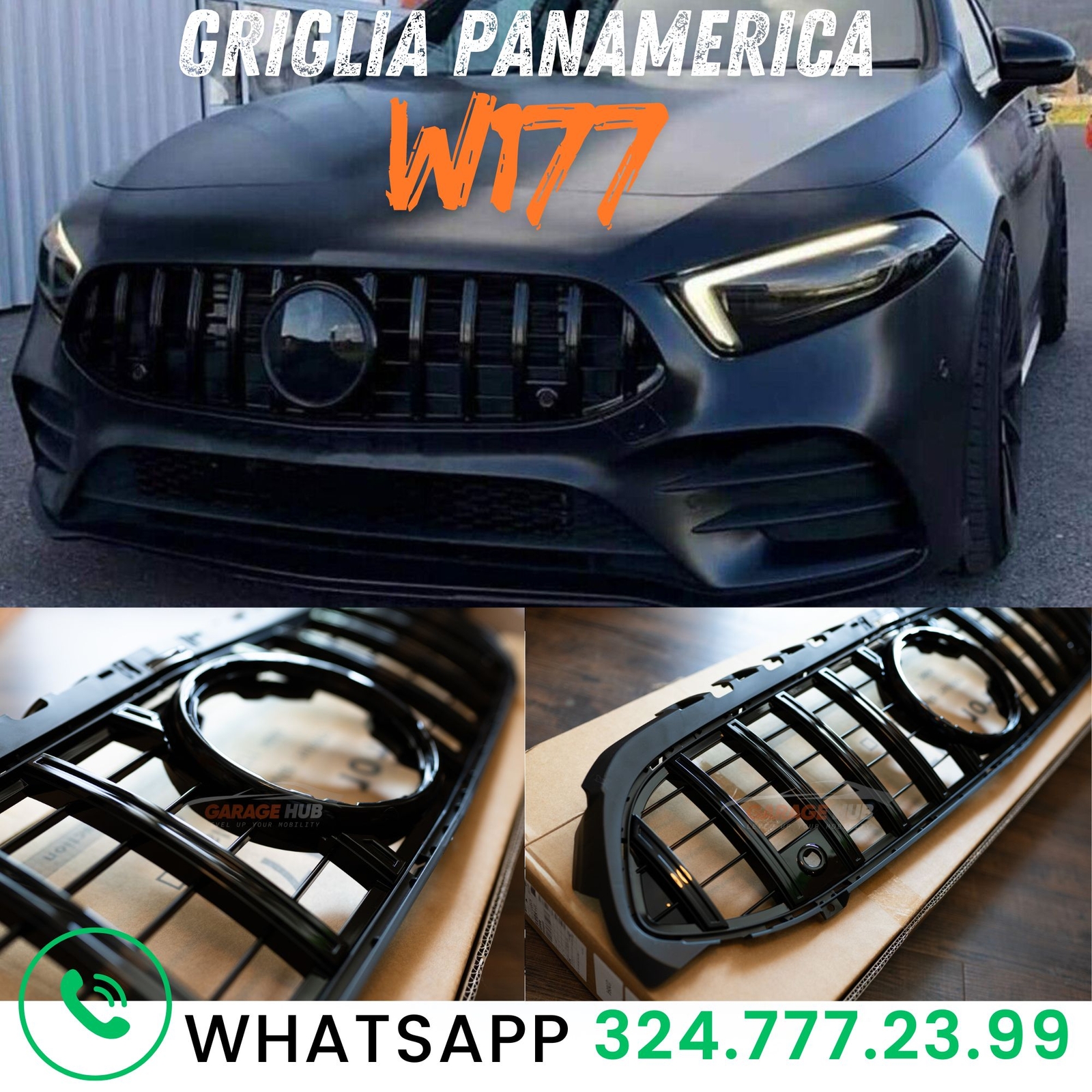 Griglia Anteriore Panamericana Mercedes W177 AMG Look Nero Notte