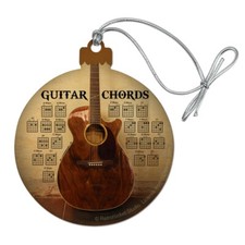 Guitar Chords Music Wood Christmas Tree Holiday Ornament