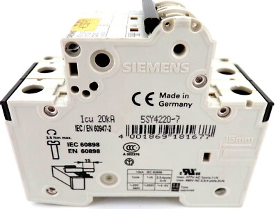Siemens 5SY4220-7 Auxiliary Circuit Switch, 2-Pole, Circuit Breaker, 5SY42207