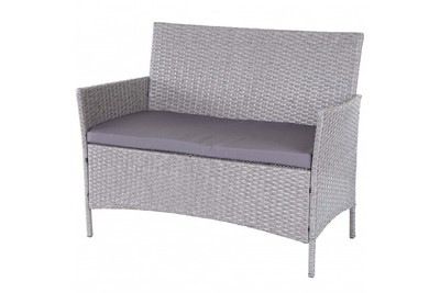 Polyrattan Gartenbank Sitzbank Garten Terrasse Bank 2 Sitzer grau