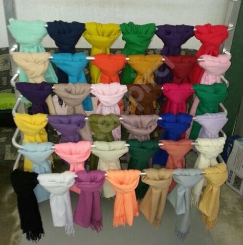 UNISEX Jersey Damen Herren Schal Crinkle Tuch Knitter Optik Crash Uni Farben ver - Bild 1 von 12