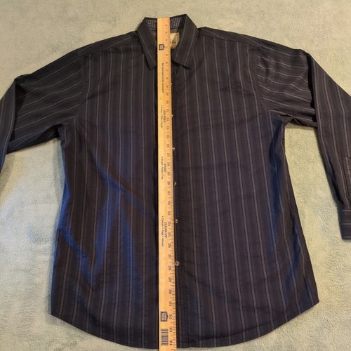 Age of Wisdom Long Sleeve Pearl Snap Blue Black Stripe Textured Pocket - Picture 4 of 14