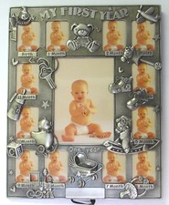 "My First Year" Photo Frame - Holds Twelve 1 " 2" and One - 3  5 Photo