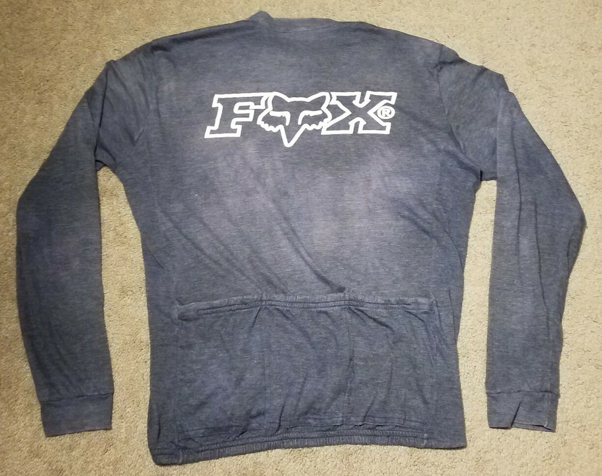 Rare Vintage 80s Fox Racing Long Sleeve Riding Cycling Jersey 1/4