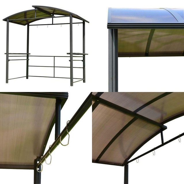 Aleko Steel Hardtop Bbq Gazebo With Serving Tables - 8 X 5 ...