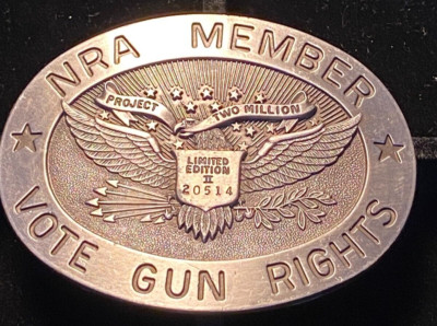 VINTAGE NRA MEMBER PROJECT TWO MILLION BELT BUCKLE VOTE GUN RIGHTS LIMITED#20514
