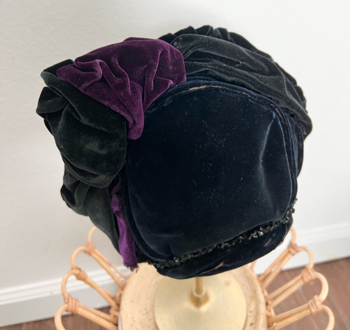SONNETS RHODE ISLAND‎ CHOCOLATE BROWN PURPLE VELVET TRIM VINTAGE HAT Purple_Reverse_Logo_Velvet_Tru  main image 3