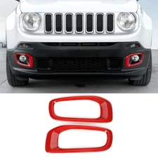 Front Fog Light Lamp Cover Trim Frame Red For Jeep Renegade 2016-18 Accessories