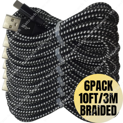 6-PACK 10Ft USB Charger Cable Heavy Duty For iPhone 14 13 12 11 XS Charging Cord