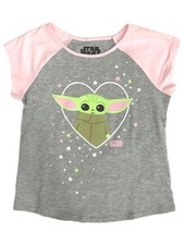 Jumping Beans Star Wars Girls Gray  Pink Baby Yoda T-Shirt Tee Shirt