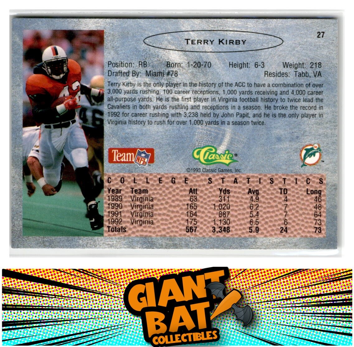 1993 Classic #27 Terry Kirby | eBay