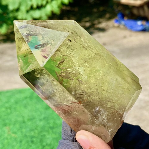 331G Raro Amarillo Jade Cuarzo Columna Obelisco Cristal Amarillo Natural Punto de Curación - Imagen 6 de 20