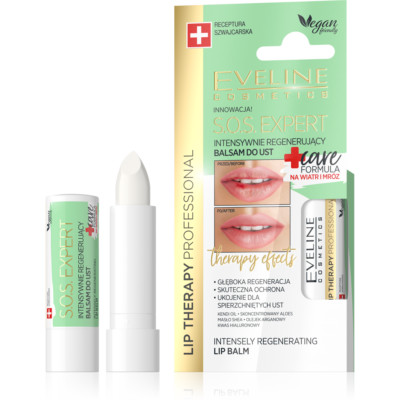 Eveline Cosmetics Lip Therapy S.O.S. Balm   Clear or Tinted Red | Argan & Hyalur