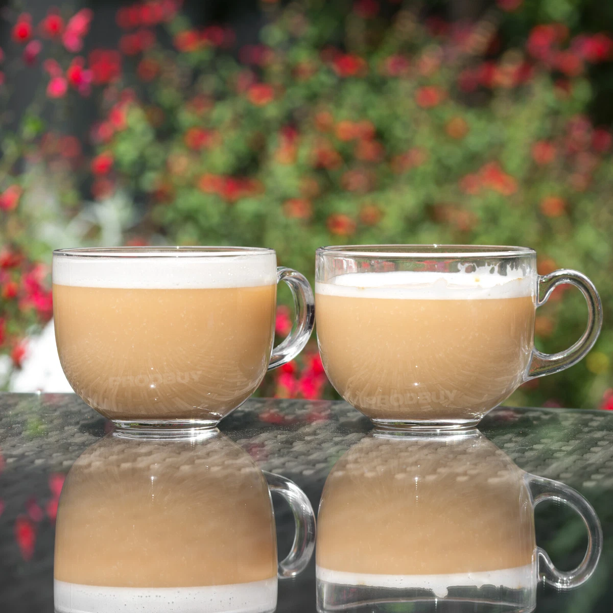 Set of 4 Large Glass Coffee Mugs 400ml Clear Tea Cups Latte