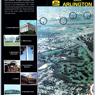 c1980s Arlington Washington DC Best Western Hotel Brochure Map Aerial Photo 8F