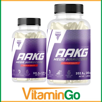 TREC NUTRITION AAKG MEGA HARDCORE | Strong Pumping Pre-Workout | 120 & 240 Caps