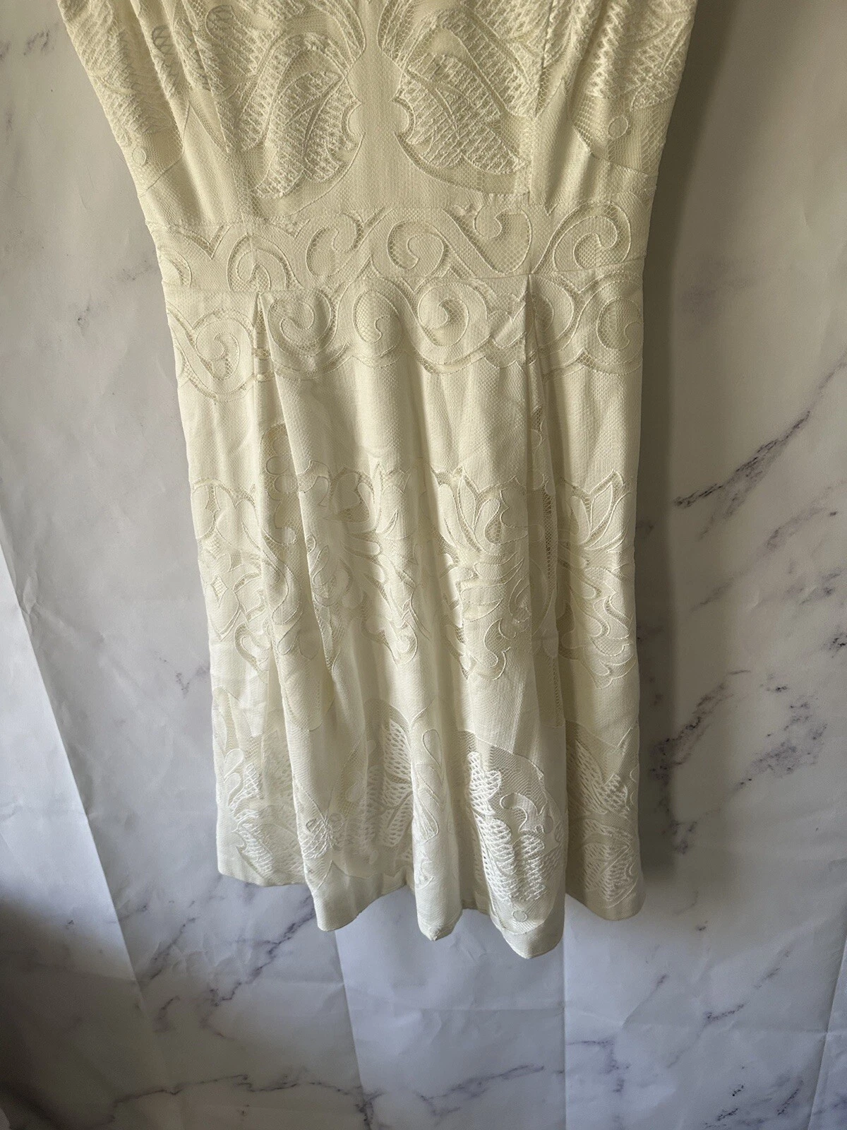 OFF WHITE CREMIEUX ABITO DONNA BIANCO PANNA CON DETTAGLI IN PIZZO FLOREALE TAGLIA 4