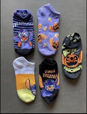 Disney Stitch US Shoe Sz 4-10 HALLOWEEN HOLIDAY 5 pair No Show socks multi New