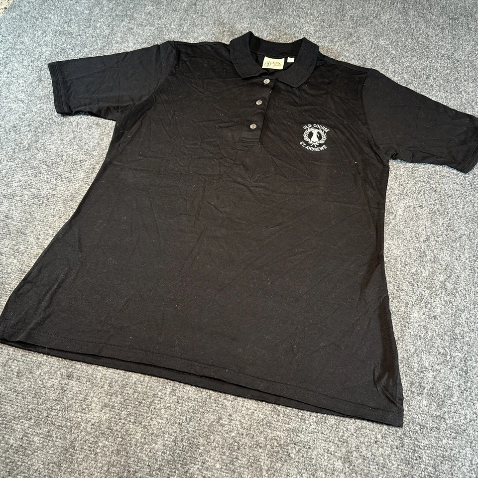 Camisa Polo de Golf Bobby Jones Mujer Pequeña Negra OLD COURSE ST. ANDREWS Logo S Foto 2 de 4