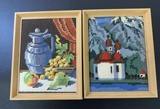 Vintage Needlepoint Art Frames Set of 2 PLASTIC FRAMES