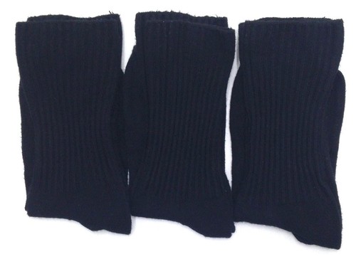 $34 Bloomingdale'S Kid'S 3-Pair Pack Black Ribbed Crew Dress Socks Shoe 3y-5y M - Picture 2 of 2
