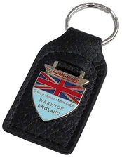 Donald Healey Motor Company Warwick leather enamel car key fob (Austin Healey)