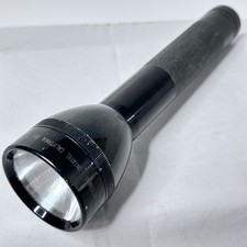 Vintage Mag-Lite 2 C Cell Black Flashlight 9" Made In USA Tested Works
