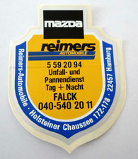Werbe-Aufkleber Mazda Reimers Automobile Hamburg HH Falck 80er Oldtimer Plakette