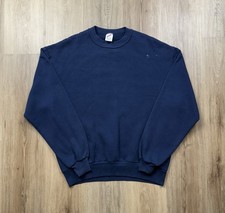 VINTAGE Jerzees Navy Blue Cotton Sweatshirt Size Large Made in USA Crewneck