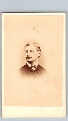 Antique CDV Circa 1860s Prescott & White Handsome Man With Mustache Hartford Ct