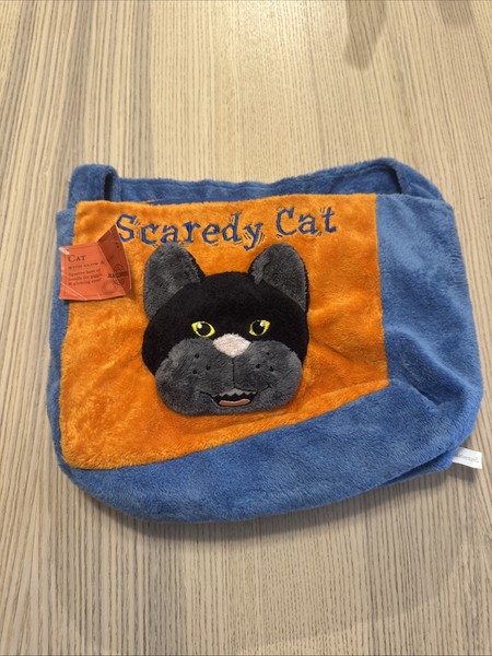 Bolso de colección World Market Scaredy Cat de felpa negra Halloween caramelo truco golosinas