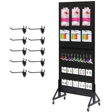 2.5'x 6' Metal Pegboard Display Stand with T-Base, Black Peg Board Panels Dis...