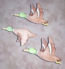 3 FLYING DUCKS 2D rustic Vintage Wooden WALL HANGING Decor see Pics Sweet Items