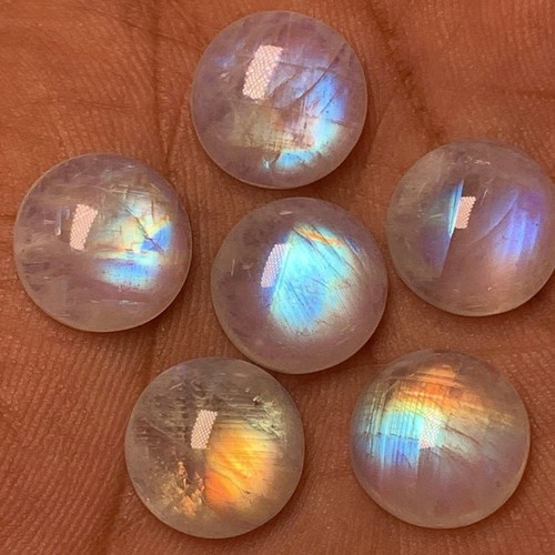 AAAA Multi Blue Flashy Fire Rainbow Moonstone,3 Matching Pairs Round Shape 13 MM - Picture 15 of 21