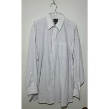 Jos A Bank Dress Shirt Cotton Traveler White Stripe Button Down Mens 16 1/2-34