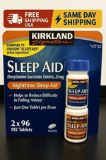 Kirkland Sleep Aid 192 Tabs Doxylamine Succinate Free Shipping USA Same Day