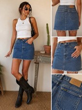 Vintage 90s Lee USA Denim Mini Skirt Raw Frayed Hem 100 Cotton Grunge Western7R