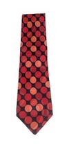 Barneys New York Shiny Silk Orange Red Disco Circle Pattern Tie - 58  x 4  