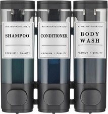 Shampoo and Conditioner Dispenser,Shower Soap Dispenser 3 Chamber No Drill Wall